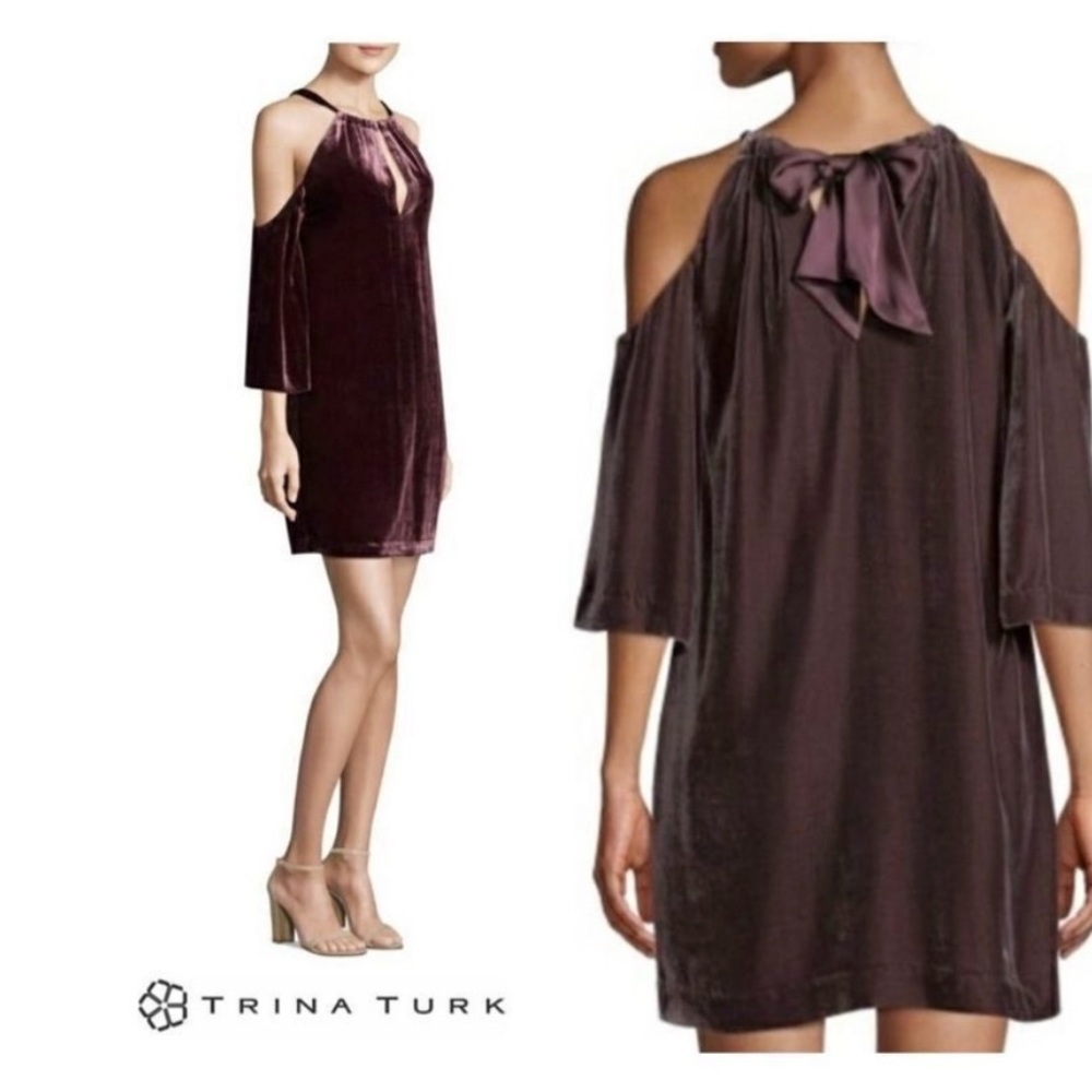 Trina‎ Turk Eden Velvet Cold Shoulder Dress size 2